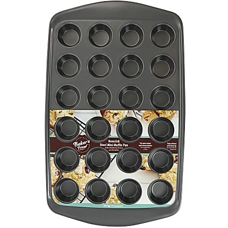 Gibson Baker’s Friend 24-Cup Steel Non-Stick Mini Muffin Pan, Gray