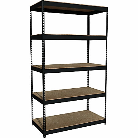 Lorell® 5-Shelf Riveted Steel Shelving, 84"H x 48"W x 24"D, Black