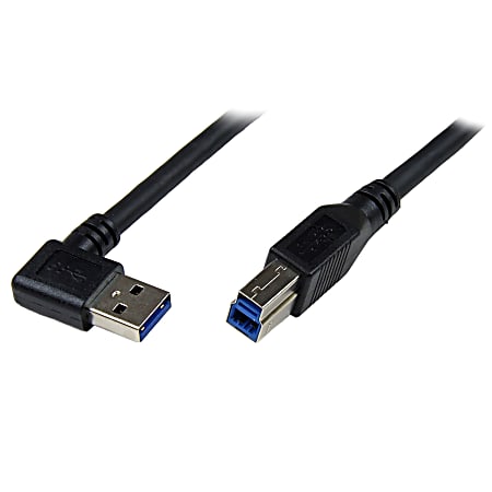 StarTech.com 1m Black SuperSpeed USB 3.0 Cable - Right Angle A to B - M/M - 3.28ft USB Data Transfer Cable  - USB3SAB1MRA