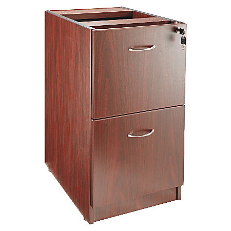 Lorell® Essentials 16"W Vertical 2-Drawer Fixed Pedestal File Cabinet For Computer Desk, Mahogany