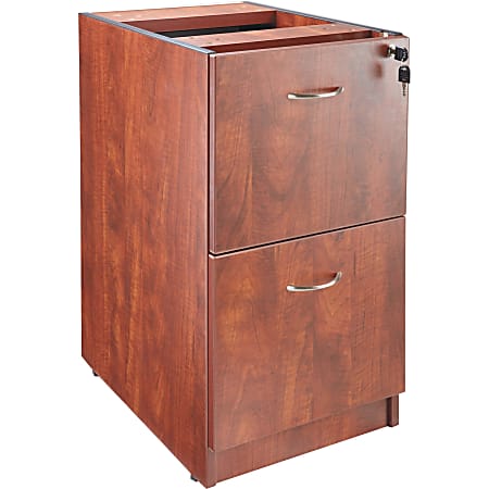 Lorell® Essentials 16"W Vertical 2-Drawer Fixed Pedestal File Cabinet For Computer Desk, Cherry