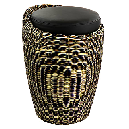 Elama Wicker Outdoor Ottoman Chair, Brown