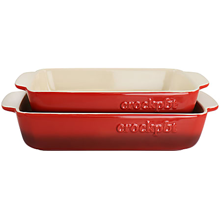 Crock Pot 2-Piece Gradient Red Artisan Ceramic Bakeware Set