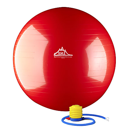 Black Mountain Products Static Strength Exercise Stability Ball With Pump, 75 cm, Red