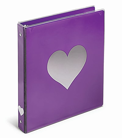 Office Depot® Brand Fashion 3-Ring Binder, 1 1/2" Round Rings, Purple Heart