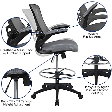 Flash Furniture Mid Back Mesh Ergonomic Drafting Chair with