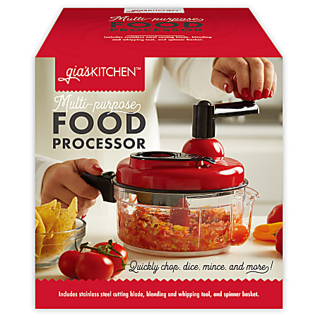 gia'sKITCHEN Multipurpose 1-Speed Manual Hand Food Processor, Red/Black