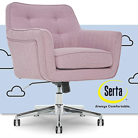 Serta Ashland Home Mid Back Office Chair Twill Fabric LilacChrome