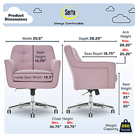 Serta ashland task hotsell chair blush pink