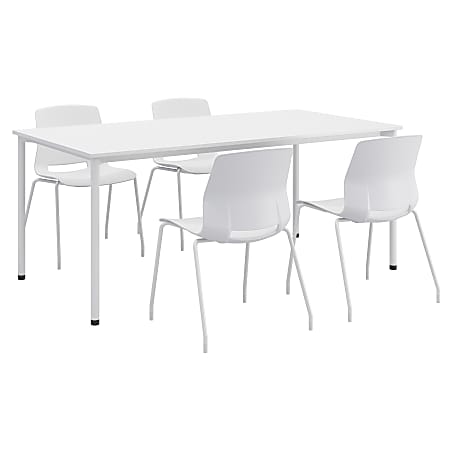 KFI Studios Dailey Table Set With 4 Sled Chairs, White