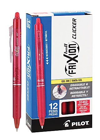 Red 3 x Pilot FriXion Ball Knock Clicker 0.7mm Erasable Rollerball Pen 