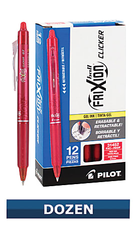 FriXion Clicker Erasable Gel Pen, Retractable, Fine 0.7 mm, Red Ink, Red Barrel