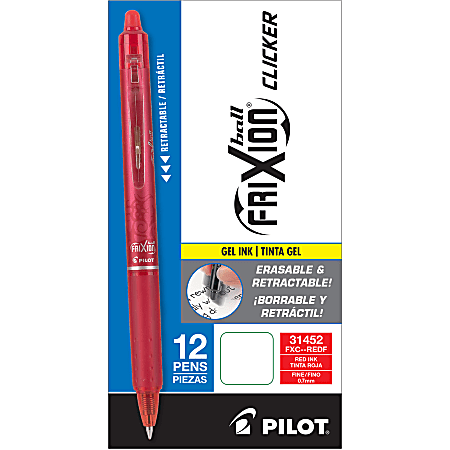 FriXion Clicker Erasable Gel Pen, Retractable, Fine 0.7 mm, Red Ink, Red Barrel