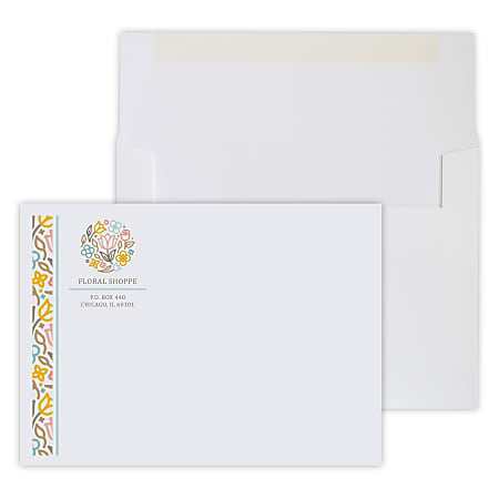 Gummed Seal, White Wove Announcement Envelopes, 5-1/4" x 7-1/4", Full-Color, Custom A7, Box Of 50