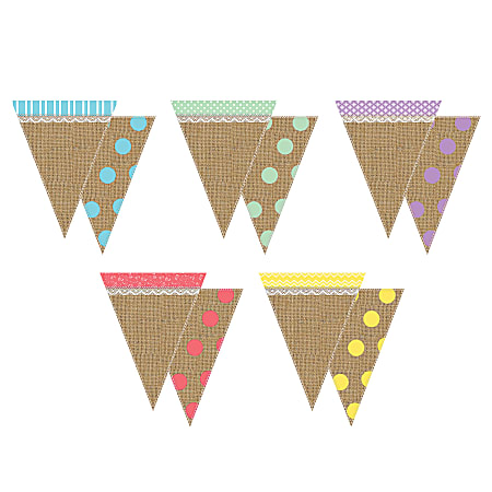 Teacher Created Resources Shabby Chic Pennants, 8 3/4" x 6 3/4", Multicolor, Pack Of 16