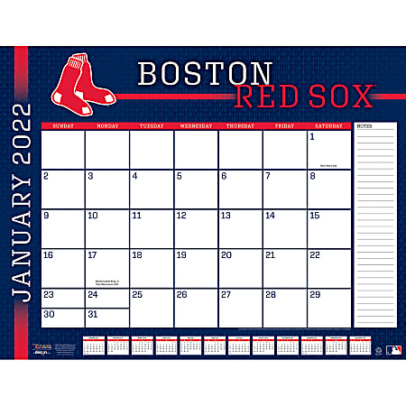 Lang Turner Licensing Monthly Desk Calendar, 22” x 17”, Boston Red Sox, January To December 2022
