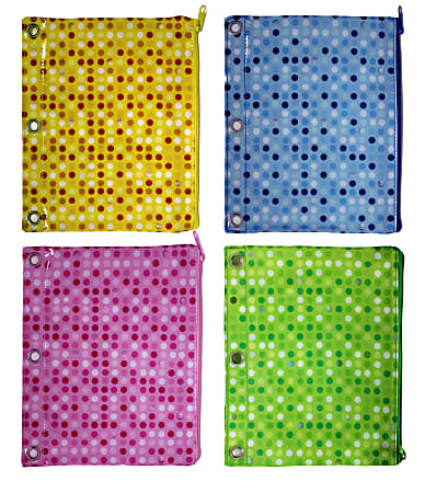 Inkology Monochromatic Polka Dot Pencil Pouches, 7-1/2" x