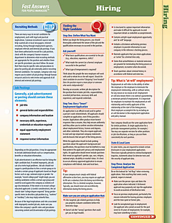 ComplyRight® Fast Answers Quick Reference Card, Hiring
