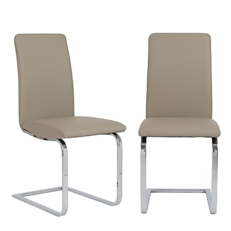 Eurostyle Cinzia Dining Chairs, Taupe/Chrome, Set Of 2 Chairs