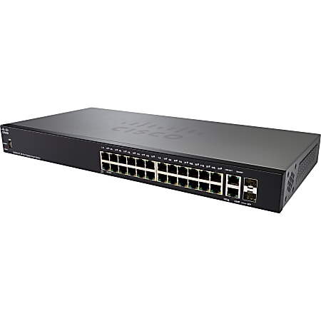 Cisco SG250-26P 26-Port Gigabit PoE Smart Switch - 26 Ports - Manageable - Gigabit Ethernet - 1000Base-T, 1000Base-X - 2 Layer Supported - Modular - 2 SFP Slots - Twisted Pair, Optical Fiber - Lifetime Limited Warranty