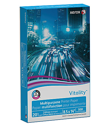 Xerox® Vitality™ Multi-Use Printer & Copy Paper, White, Legal (8.5" x 14"), 500 Sheets Per Ream, 20 Lb, 92 Brightness, FSC® Certified