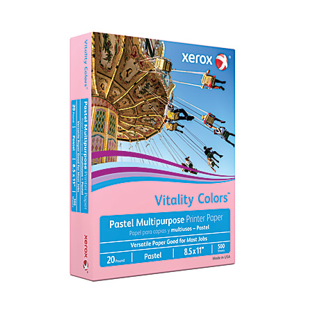 Xerox Vitality Colors Color Multi Use Printer Copier Paper Letter Size 8 12 x  11 Ream Of 500 Sheets 20 Lb 30percent Recycled Pink - Office Depot