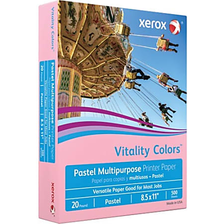 Xerox Vitality Colors Color Multi Use Printer Copier Paper Letter Size 8 12 x  11 Ream Of 500 Sheets 20 Lb 30percent Recycled Pink - Office Depot
