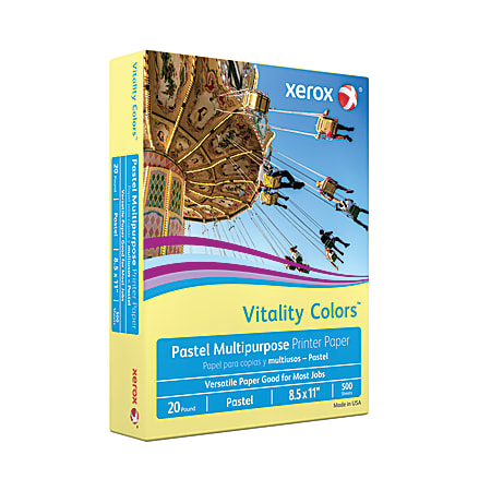 Xerox Vitality Colors Color Multi Use Printer Copier Paper Letter Size 8 12  x 11 Ream Of 500 Sheets 20 Lb 30percent Recycled Yellow - Office Depot