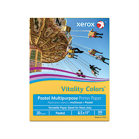Xerox® Vitality Colors™ Multi-Use Printer & Copy Paper, 1 Ream, Goldenrod, Letter (8.5" x 11"), 500 Sheets Per Ream, 20 Lb, 30% Recycled