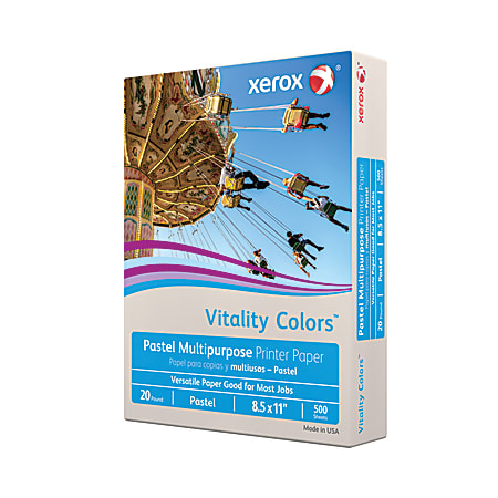 Xerox Vitality Colors Color Multi Use Printer Copier Paper Letter Size 8 12  x 11 Ream Of 500 Sheets 20 Lb 30percent Recycled Blue - Office Depot