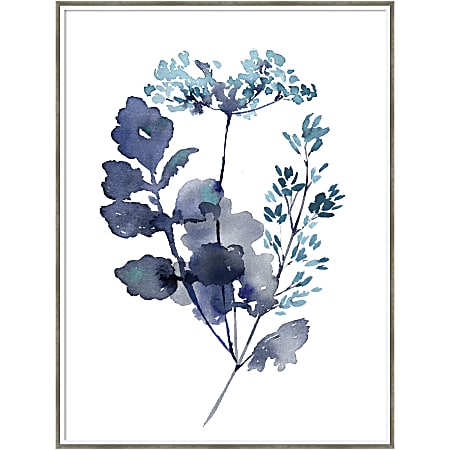 Amanti Art Botanical Lace Leaf Indigo by Sara Berrenson Wood Framed Wall Art Print, 41”H x 31”W, White