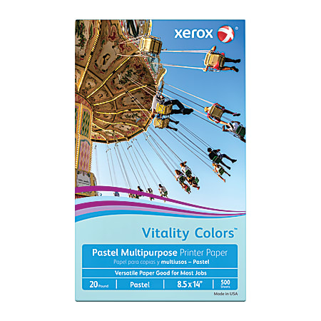 Xerox® Vitality Colors™ Color Multi-Use Printer & Copy Paper, Blue, Legal (8.5" x 14"), 500 Sheets Per Ream, 20 Lb, 30% Recycled