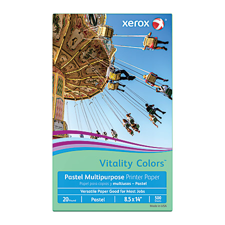 Xerox® Vitality Colors™ Color Multi-Use Printer & Copy Paper, Green, Legal (8.5" x 14"), 500 Sheets Per Ream, 20 Lb, 30% Recycled