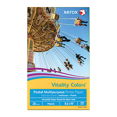 Xerox® Vitality Colors™ Multi-Use Printer & Copy Paper, 1 Ream, Goldenrod, Legal (8.5" x 14"), 500 Sheets Per Ream, 20 Lb, 30% Recycled