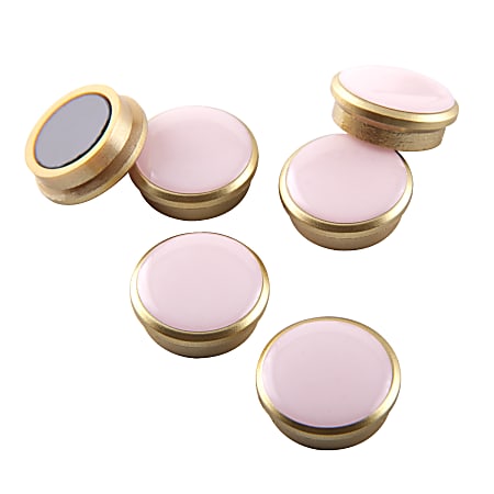 See Jane Work® Luxe Magnets, 1", Pink/Gold, Pack Of 6