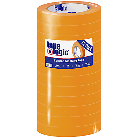 Tape Logic® Color Masking Tape, 3" Core, 0.75" x 180', Orange, Case Of 12
