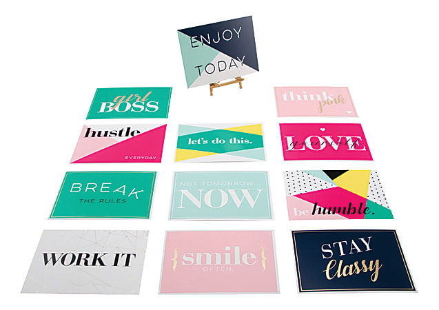 Realspace® Desktop Easel With Motivational Cards, Multicolor