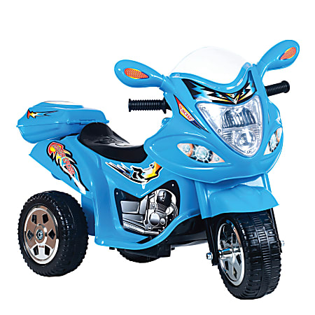 Lil' Rider Motorized Ride-On 3-Wheel Motorcycle Trike, 20"H x 14 1/4"W x 31 3/4"D, Blue