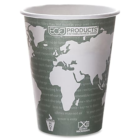 Eco-Products World Art Hot Drink Cups - 12 fl oz - 500 / Carton - Multi - Polylactic Acid (PLA), Resin, Paper - Hot Drink