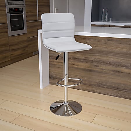 Flash Furniture Contemporary Adjustable Bar Stool White Chrome