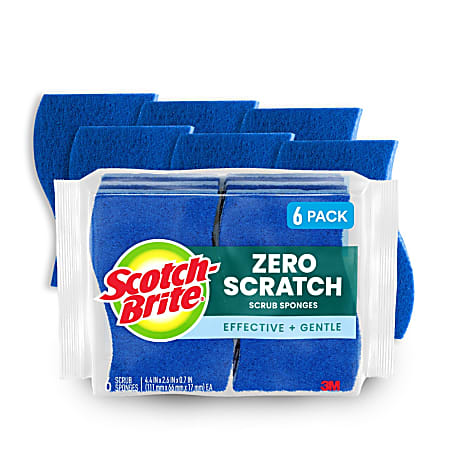 Scotch-Brite Zero Scratch Sponges, 6 Scrubbing Sponges, Great For Washing Dishes and Cleaning Kitchen