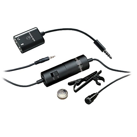 Audio-Technica ATR3350iS Microphone - 15 Hz to 18 kHz - Wired - 19.69 ft -54 dB - Condenser - Lapel - Mini-phone