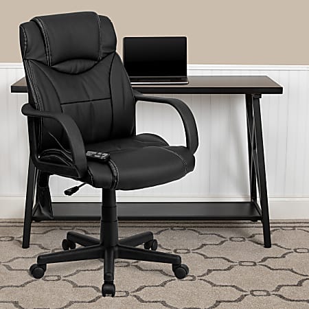 Flash Furniture Ergonomic Bonded LeatherSoft™ High-Back Massaging Chair, Black
