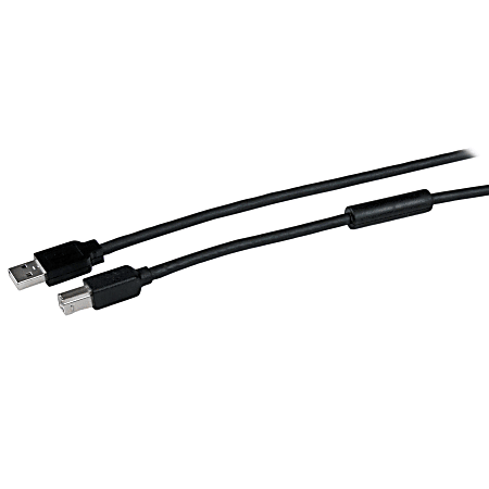 StarTech.com 15m / 50ft Active USB 2.0 A to B Cable - M/M - 50ft USB Data Transfer Cable for Notebook, Hard Drive, Keyboard/Mouse, Printer, Network Device, Modem - First End: 1 x Type A Male USB - Second End: 1 x Type B Male USB - Shielding - Black