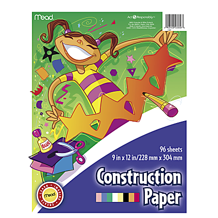 Mead® Construction Paper, 9" x 12", Assorted Colors, Pad Of 96 Sheets