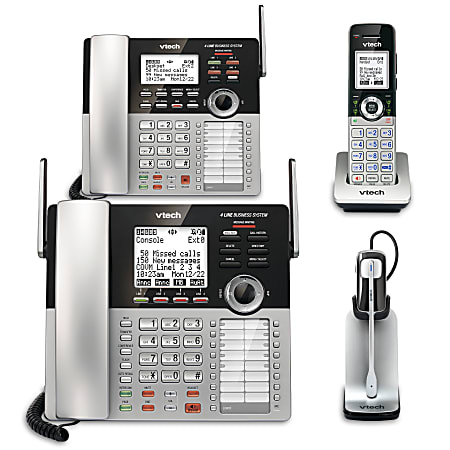 VTech® CM18445 4-Line Small Business Office Phone System Bundle with 2 Desksets, 1 Handset and 1 Headset