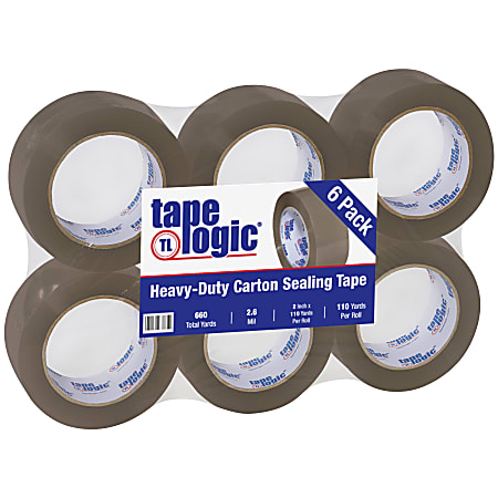 Tape Logic® Acrylic Sealing Tape, 3" Core, 2" x 110 Yd., Tan, Pack Of 6