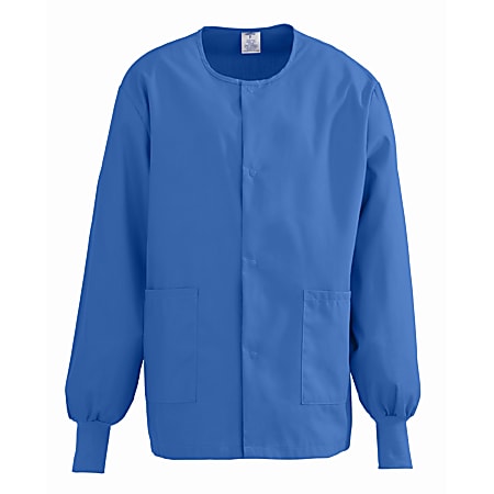 Medline ComfortEase™ Unisex Warm-Up Scrub Jacket, XL, Royal Blue