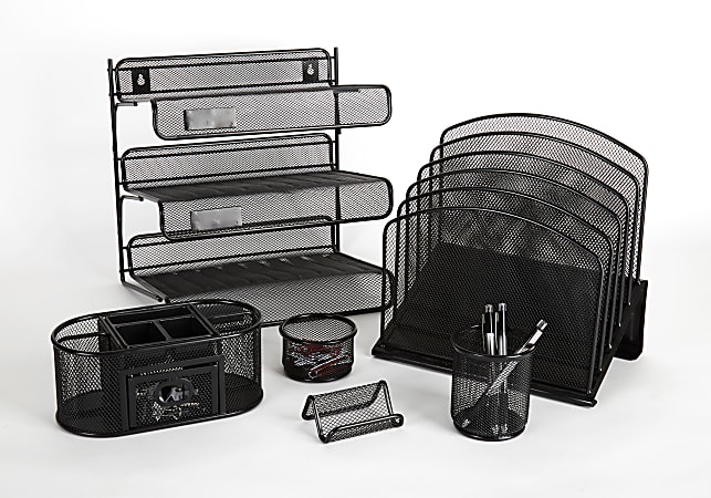Black Wire Desk Accessories Set - Arenson Office Furnishings