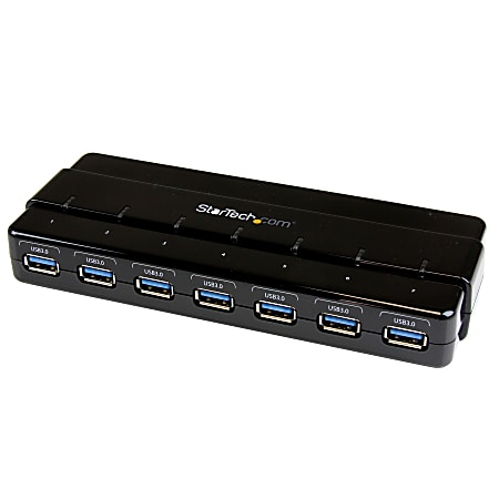 StarTech.com 7 Port SuperSpeed USB 3.0 Hub - Desktop USB Hub with Power Adapter - Black